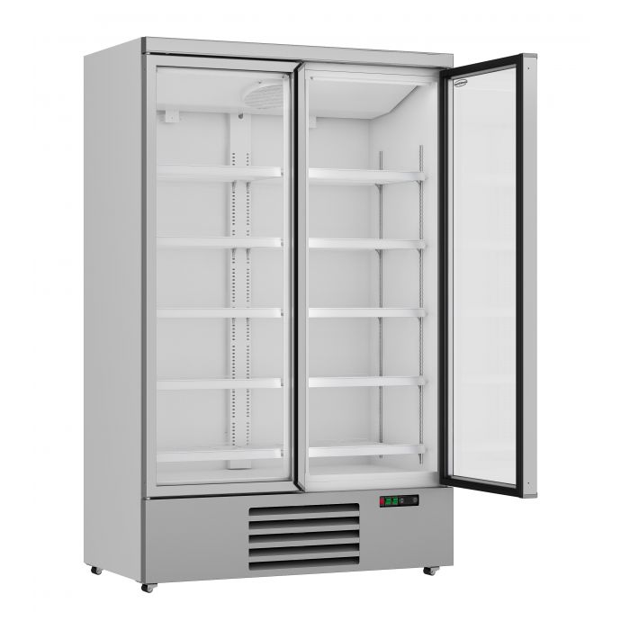 Tiefkühlschrank 2 Glastüren -18/-22C 1253x710x1997mm Silber 7455.2215