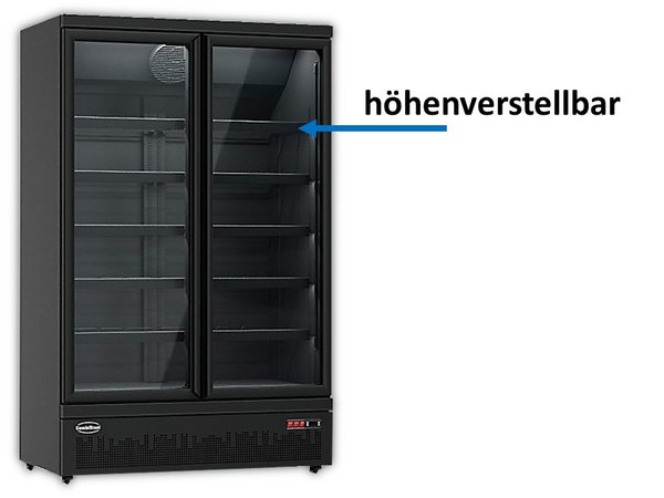 Tiefkühlregal mit 2 Glastüren Schwarz 1253x710x2003mm 7455.2245