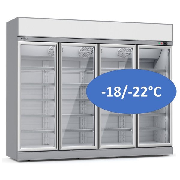 Tiefkühlregal mit 4 Glastüren Silber 2508x710x2092mm 7455.2440