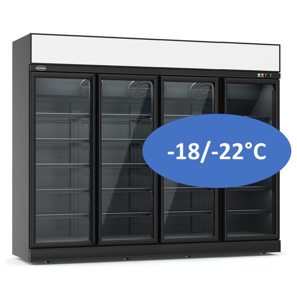 Tiefkühlregal mit 4 Glastüren Schwarz 2508x750x2092mm 7455.2445